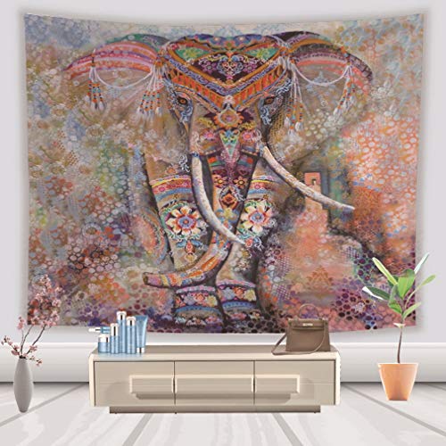 Lihan Tapicería Diseñador Indian Elefante Hippie Mandala de Pared Tapiz Estampado Floral Decoración de la Naturaleza del Hogar para Grande Picnic Mantel, Elefante 5 150 * 200cm/59 * 79inch