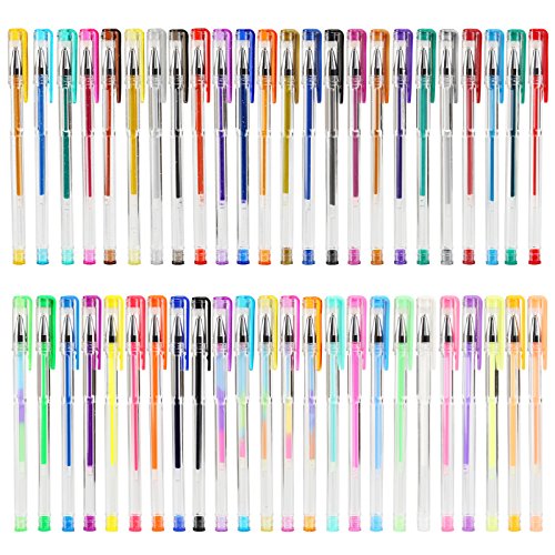 LIHAO 48 Plumas Gel Colores Bolígrafos de Tinta Gel Ink Pen Set