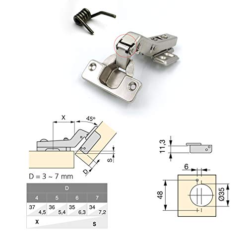 LIKERAINY 45 Grado Bisagra de Esquina 35mm con Amortiguación para Puertas Plegables Bisagras de Cierre Suave para Puertas de Empotrado Mueble Armario Juego de 4