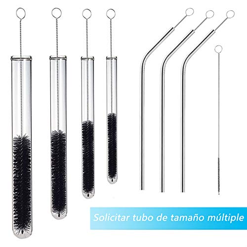 Limpia Pajitas, (10 piezas)[Versión Mejorada] Diyife Cepillo Limpieza Tubo, 8 Inch Juego de Brochas de Nailon con Tapa Protectora para Tubo, Pajitas Gafas Teclados para Limpiar las Joyas, etc.