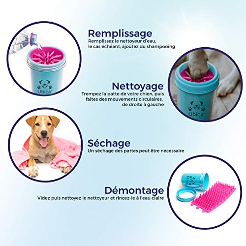 Limpiador de Patas para Perros y Gatos de Ubica - Con suaves cerdas de silicona - Fácil de usar - Elimina: barro, tierra y suciedad - Suave y seguro para su mascota - Colores: rosa