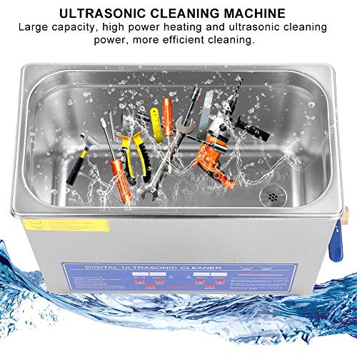 Limpiador ultrasónico profesional 6L Limpiador ultrasónico industrial digital de acero inoxidable Temperatura ajustable para limpieza de laboratorio Enchufe de la UE