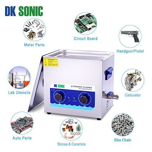 Limpiador Ultrasónico Profesional DK SONIC Limpiador Ultrasonidos de Acero Inoxidable 10L con Calentador para Partes de Pistola de Carburador Relojes de Latón Joyas Dentales Monedas de Metal