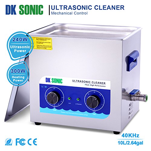 Limpiador Ultrasónico Profesional DK SONIC Limpiador Ultrasonidos de Acero Inoxidable 10L con Calentador para Partes de Pistola de Carburador Relojes de Latón Joyas Dentales Monedas de Metal