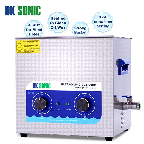 Limpiador Ultrasónico Profesional DK SONIC Limpiador Ultrasonidos de Acero Inoxidable 10L con Calentador para Partes de Pistola de Carburador Relojes de Latón Joyas Dentales Monedas de Metal