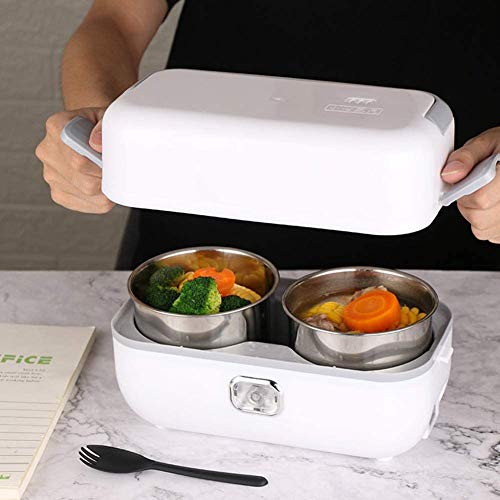 LINANNAN Caja de Almuerzo eléctrica, eléctrica portátil climatizada Calefacción Lunch Box Set calientaplatos del Recipiente Bento, Mini arroz Cocina del Vapor, para los niños Adultos Trabajador de.