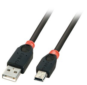 Lindy 31887 – Cable USB 2.0 profesional Tipo A macho a Tipo mini-B macho – 5m, negro