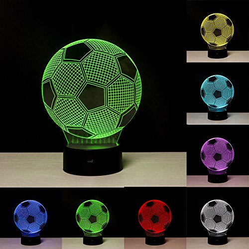 Linkax 3D LED Luz de noche Ilusión óptica Lámpara de mesa Luz iluminación 7 colores de control remoto con Acrílico Plano & ABS Base & Cargador usb