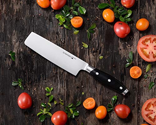 linoroso Cuchillo Nakiri, Cuchillo para Verduras de 7''- Cuchillo de Chef Forjado Afilado de Acero Inoxidable con Alto Contenido de Carbono - Serie Clásica