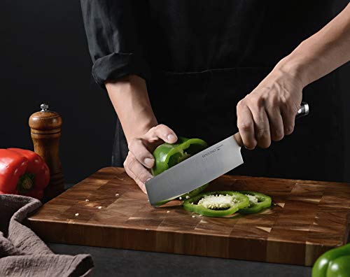 linoroso Cuchillo Nakiri, Cuchillo para Verduras de 7''- Cuchillo de Chef Forjado Afilado de Acero Inoxidable con Alto Contenido de Carbono - Serie Clásica