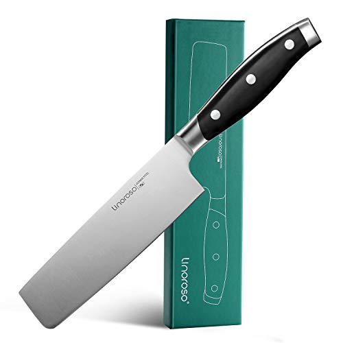 linoroso Cuchillo Nakiri, Cuchillo para Verduras de 7''- Cuchillo de Chef Forjado Afilado de Acero Inoxidable con Alto Contenido de Carbono - Serie Clásica