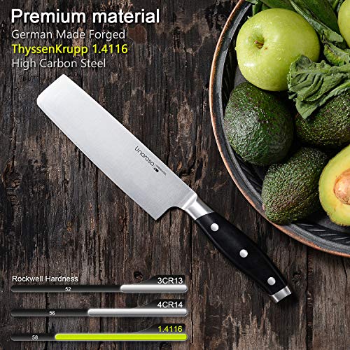 linoroso Cuchillo Nakiri, Cuchillo para Verduras de 7''- Cuchillo de Chef Forjado Afilado de Acero Inoxidable con Alto Contenido de Carbono - Serie Clásica