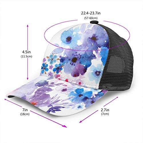 LINPM Gorra de béisbol Hombres Mujeres, Composición artística Pintada a Mano Anémona Bígaro Ajustable Trucker Mesh Summer Vented Baseball Sun Cap Sombrero Sombreros para Hombres