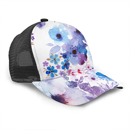 LINPM Gorra de béisbol Hombres Mujeres, Composición artística Pintada a Mano Anémona Bígaro Ajustable Trucker Mesh Summer Vented Baseball Sun Cap Sombrero Sombreros para Hombres