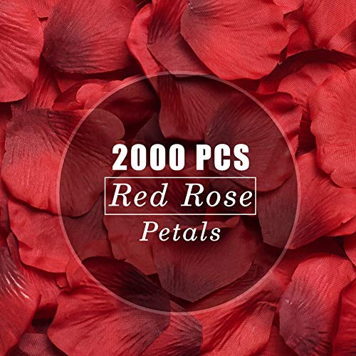 LinTimes 2000 Pezzi Pétalos de Rosa Pétalos de Rosa Artificial Rosso, Decorazioni di Nozze, San Valentino, Feste di Compleanno - Rosso
