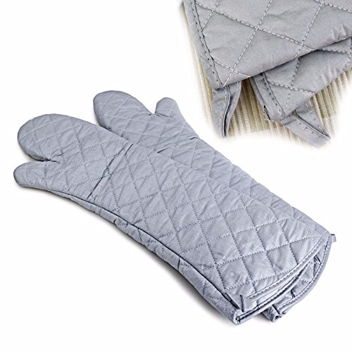 Linwnil - Guantes de cocina resistentes al calor, guantes de cocina de algodón para alta temperatura, plateado