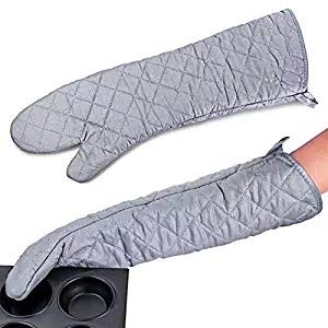 Linwnil - Guantes de cocina resistentes al calor, guantes de cocina de algodón para alta temperatura, plateado