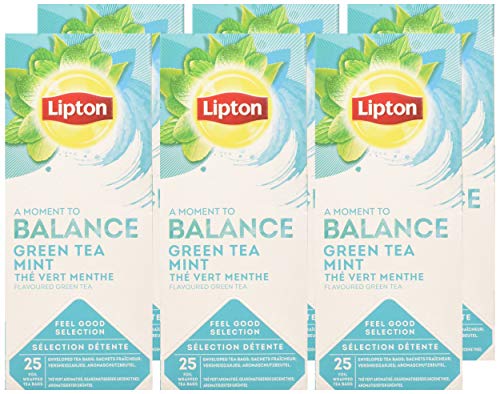 Lipton Gama Sensaciones Té Verde a la Menta, 6 estuches de 25 sobres