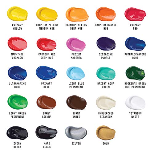 Liquitex Set de Pintura Acrílica, Colores surtidos, 24 Tubos de 22 mL