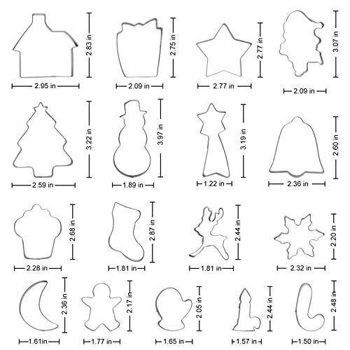 Lirex Moldes para Galletas, 17 Pcs Moldes Galletas Navidad Set Acero Inoxidable Cortadores de Galletas Cortador Galletas Navidad para Galletas Golosinas Pan Panqueque Sandwich