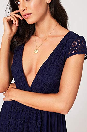 Little Mistress Sacha Crochet Lace Midi Dress Vestido Fiesta Mujer, Azul (Navy 001), 42 (Talla del Fabricante: 14)