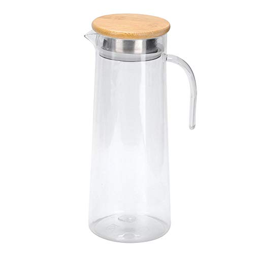 Liukouu Jarra De Jarra De Agua, Botella De Jugo Transparente De AcríLico 1.2l FríA para Uso DoméStico En Bares(Bambú)