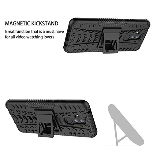 LiuShan Mate 20 Lite Funda, Heavy Duty Silicona Híbrida Rugged Armor Soporte Cáscara de Cubierta Protectora de Doble Capa Caso para Huawei Mate 20 Lite Smartphone,Negro