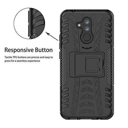 LiuShan Mate 20 Lite Funda, Heavy Duty Silicona Híbrida Rugged Armor Soporte Cáscara de Cubierta Protectora de Doble Capa Caso para Huawei Mate 20 Lite Smartphone,Negro