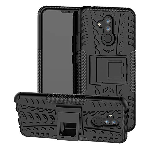 LiuShan Mate 20 Lite Funda, Heavy Duty Silicona Híbrida Rugged Armor Soporte Cáscara de Cubierta Protectora de Doble Capa Caso para Huawei Mate 20 Lite Smartphone,Negro