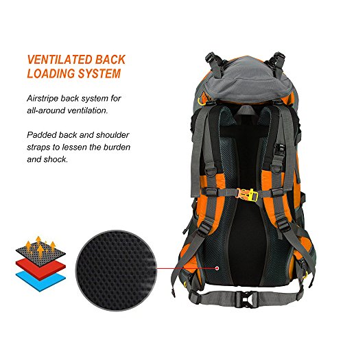 Lixada Mochila de Senderismo 50L con Cubierta Impermeable Mochila de Marcha Trekking Camping Deporte Al Aire Libre