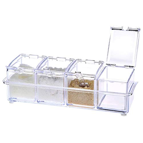 LIZHIOO 4pcs / Set Condimento Ollas, Cocina Condimento Caja Del Estante, Transparente Y Duradero Contenedor De Almacenamiento for El Almacenamiento De Azúcar, Sal Y Pimienta Condimento Cajas