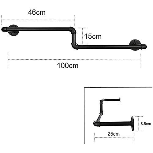 LJJ Tubo Industrial Barra de Colgar en Forma de Z, montado en la Pared rústica Plancha de Ropa Que cuelga la Ropa en Rack, Prendas de Vestir de Almacenamiento del Soporte de exhibición