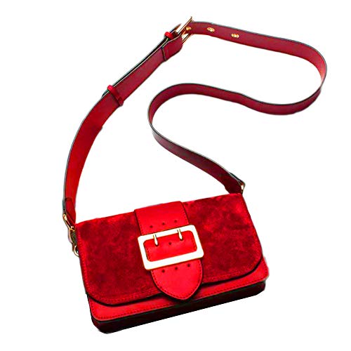 LJP Nuevo bolso de moda, bolso de cuero de cuero de vaca escarchado inclinado del hombro de la moda (rojo vino)