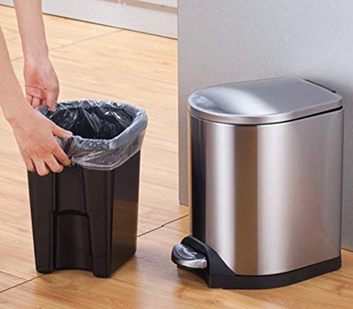 LJT trash can Bote de Basura, Contenedor para Pedales para la Cocina Bote de Basura de Acero Inoxidable, Contenedores de baño con Tapas, Contenedor pequeño para lavamanos, Baño, Baño (Size : 7L)