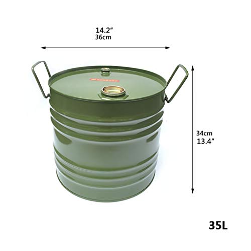 LJXLXY Contenedor de Gasolina Coche Combustible Barril de Metal del Tambor Recipiente de Combustible Barril del Tanque de Gas con fácil de Mover la manija (Verde) Metal Bidón para Combustible