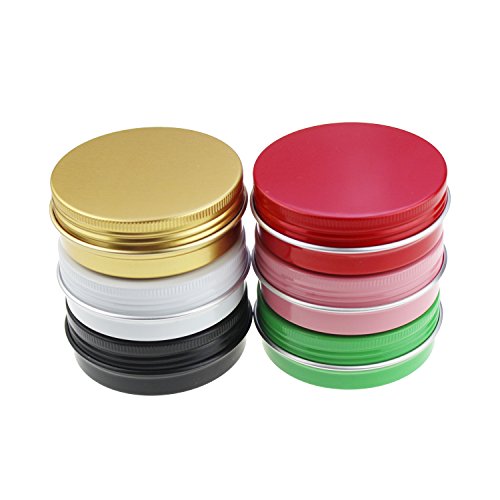 LJY 24 Piezas Multicolor latas de Aluminio Redondos Tapa de Rosca latas de Metal tarros contenedores de Diapositivas de Deslizamiento Vacíos (60 ML)