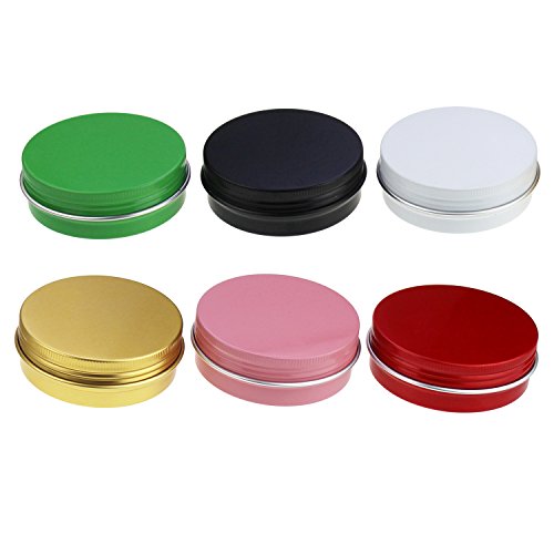 LJY 24 Piezas Multicolor latas de Aluminio Redondos Tapa de Rosca latas de Metal tarros contenedores de Diapositivas de Deslizamiento Vacíos (60 ML)