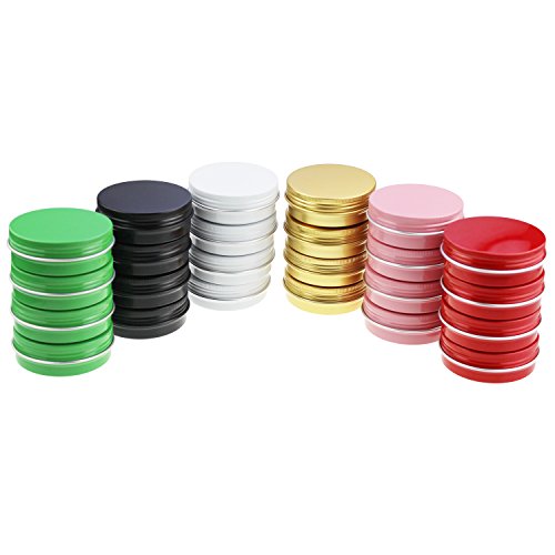 LJY 24 Piezas Multicolor latas de Aluminio Redondos Tapa de Rosca latas de Metal tarros contenedores de Diapositivas de Deslizamiento Vacíos (60 ML)