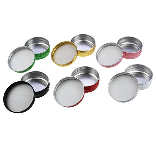 LJY 24 Piezas Multicolor latas de Aluminio Redondos Tapa de Rosca latas de Metal tarros contenedores de Diapositivas de Deslizamiento Vacíos (60 ML)