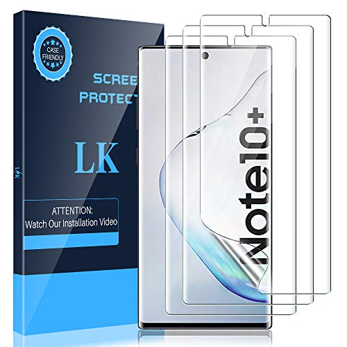 LK [3 Piezas] Protector de Pantalla para Samsung Galaxy Note 10 Plus/Note 10+, Trabaja con Fingerprint On Display [Funda Compatible] [Sin Burbujas] HD Claro Suave Protector, LK-X-25