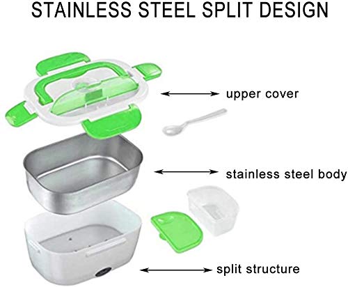 LKNJLL El almuerzo coche eléctrico caja, portátil del calientaplatos de calefacción, de grado alimentario de acero inoxidable de contenedores, adaptador de 110V 40W 12V, el carro del coche Casa Trabaj