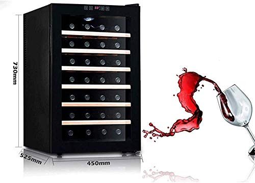 LKNJLL Enfriador de vino 28 botellas de doble zona bajo el mostrador o independiente Vino Frigorífico, Enfriamiento rápido, de bajo ruido, reversible de acero inoxidable puerta de cristal, táctil Func