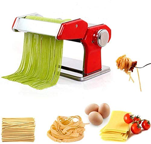 LKNJLL Máquina for Hacer Pasta, la Pasta de la máquina Manual de Acero Inoxidable, Tapa de Tabla de la Abrazadera y la Pasta Hecha en casa de medición for Espaguetis, Fetuchini