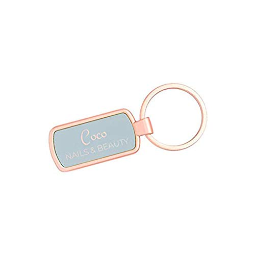 Llavero PERSONALIZDO Vintage Metal Rose Gold (Color del Fondo Azul) • Llaveros Personalizados con Nombre o Texto que desees • Llaveros Originales Ideales para cualquier Regalo Sencillo y Moderno