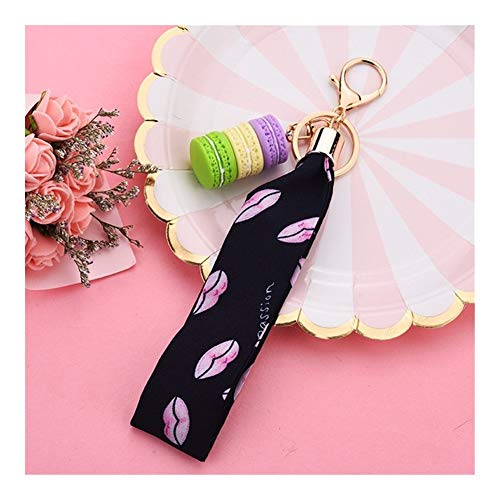 Llaveros Torta de las mujeres llavero de la mano de la cinta Carta cuerda colgante de cadena dominante del coche joyería del anillo de Clave regalo del partido Mejor K2278 Accesorios ( Color : Black )