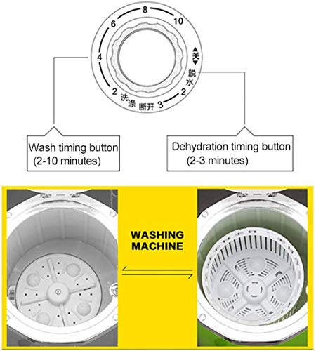 LLDKA Portátil Vuelta Lavadora Secador Pequeño automática encimera Secadora, hogar Individual Barril de Funcionamiento de la Lavadora silenciosa,Verde