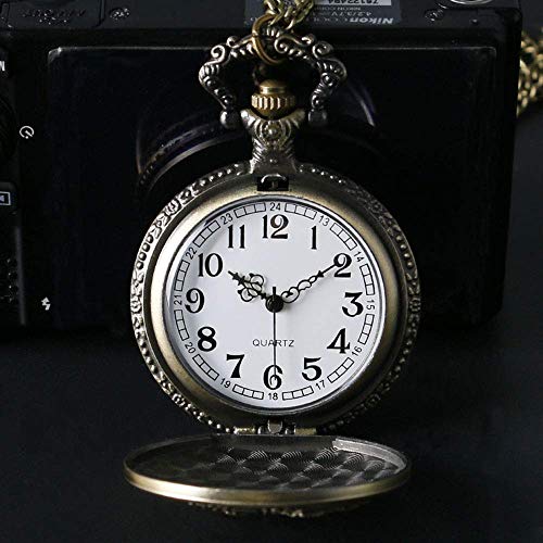 LNDDP Mini Reloj Bolsillo Cuarzo pequeño Bronce, Lona Vela, Barco, Collar, Reloj, Colgante, Relojes, Cadena, Mujeres, Hombres, Novia, Regalo