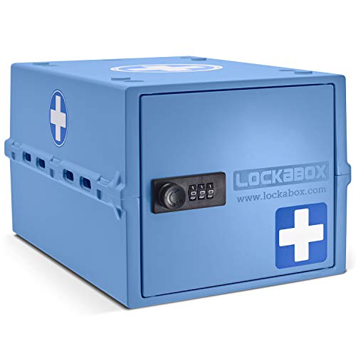 Lockabox One | Caja de seguridad compacta e higiénica para alimentos, medicinas y seguridad en el hogar (Medi Blue)