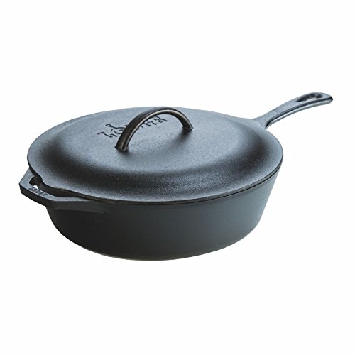 Lodge L10CF3 5 Quart Cast Iron Covered Deep Skillet by