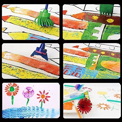 Log-Cabin 16 Unidades Mini Pintura de Espuma Cepillo de Esponja Herramientas para Niños Pintura Aprendizaje Roller Sponge Brushes Pinceles de Pintura de Flores